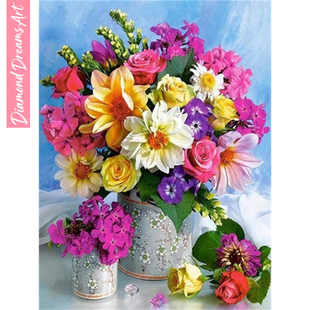 Art Craft Vase - Tam Elmas Mozaik Çiçek 5D Elmas