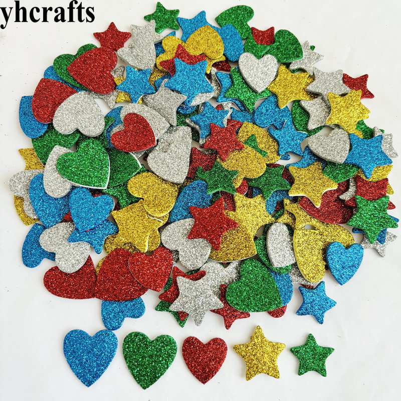 Art And Craft For Xmas - 150 adet/grup. Glitter yıldız ve kalpler