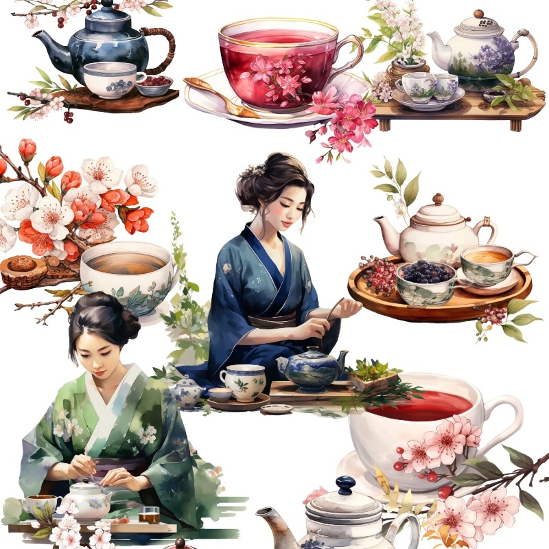 Art Craft Journal - Sevimli Suluboya Çay Töreni, Sanat Çıkartmaları