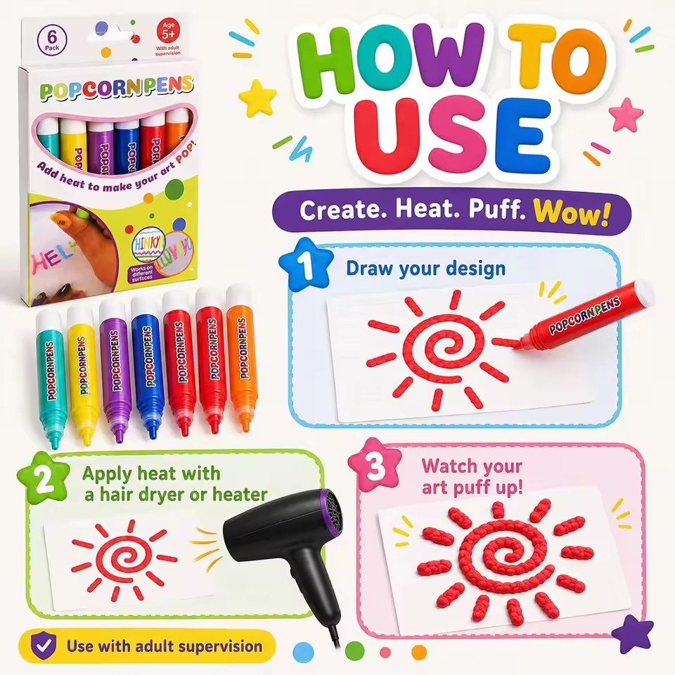 Puffy Popcorn Kalem Seti, Günl - Art Craft Journal incelemesi ve fiyatı